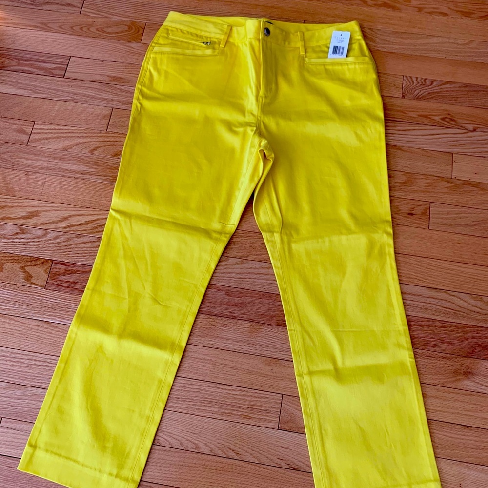 NWT Ralph Lauren Canary Yellow Premier Straight Mid-Rise Pants (14P)
